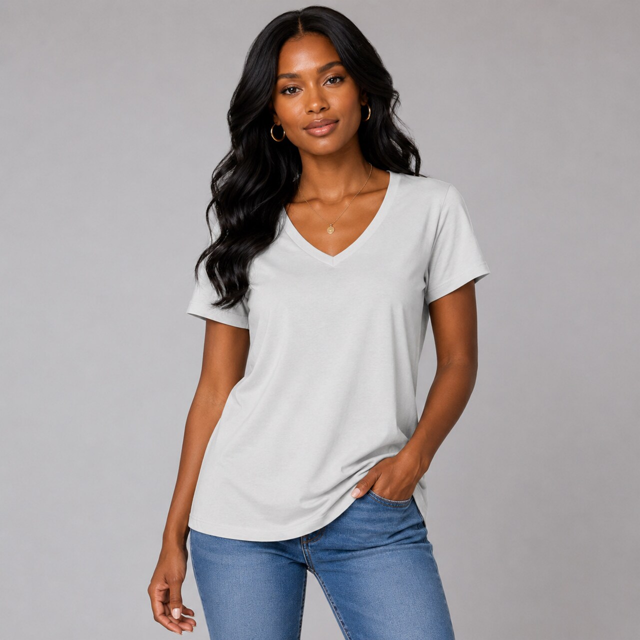 BELLA CANVAS Women’s Relaxed Short Sleeve V-Neck T-Shirt for Casual Style & Custom Print Feminine Tee